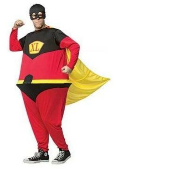 Superhero Hoopster Halloween Costume 2 Pc Jumpsuit Cape & Mask Mens One Size - Picture 1 of 4